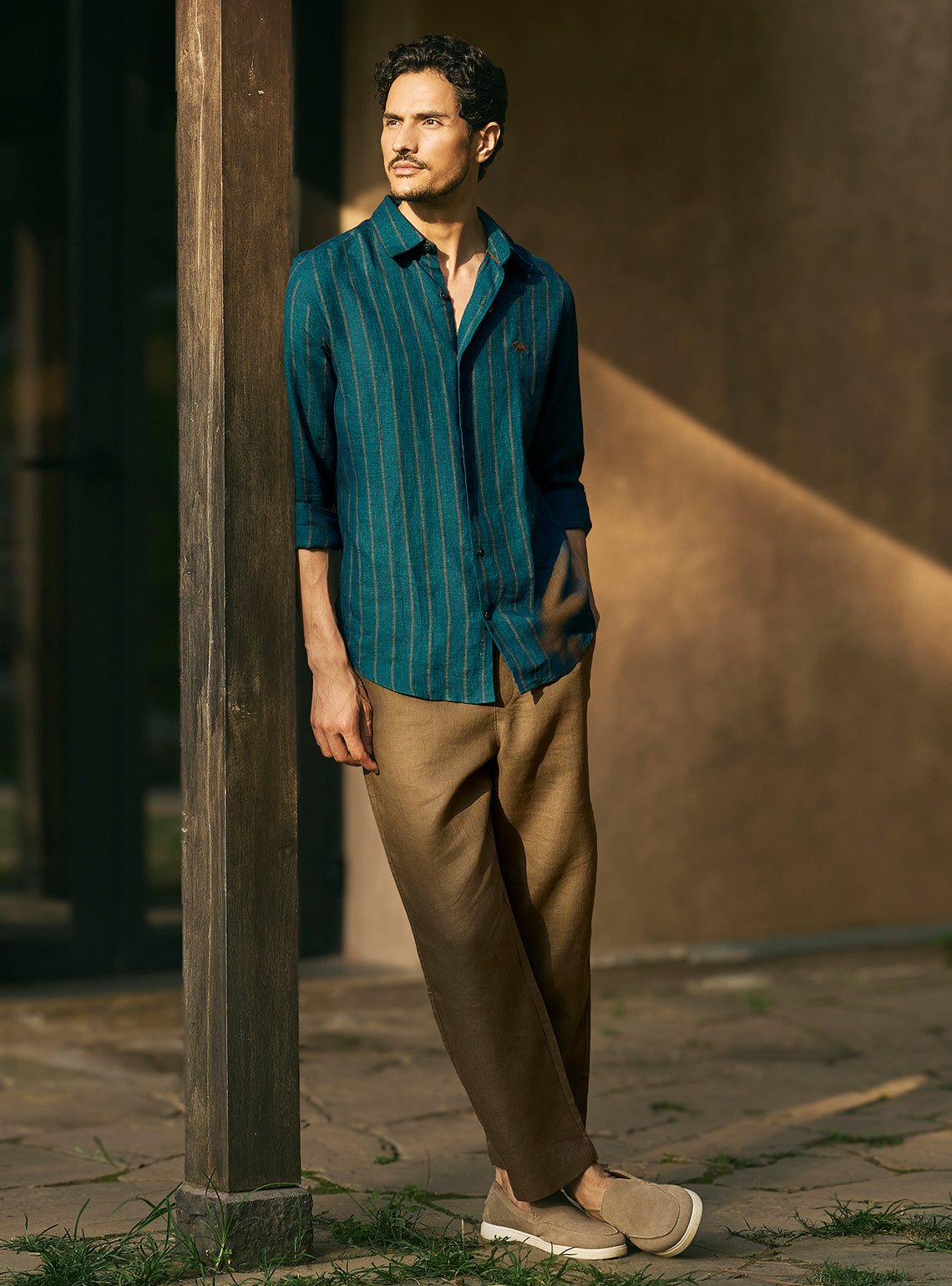 Breeze Teal Stripe Linen Shirt