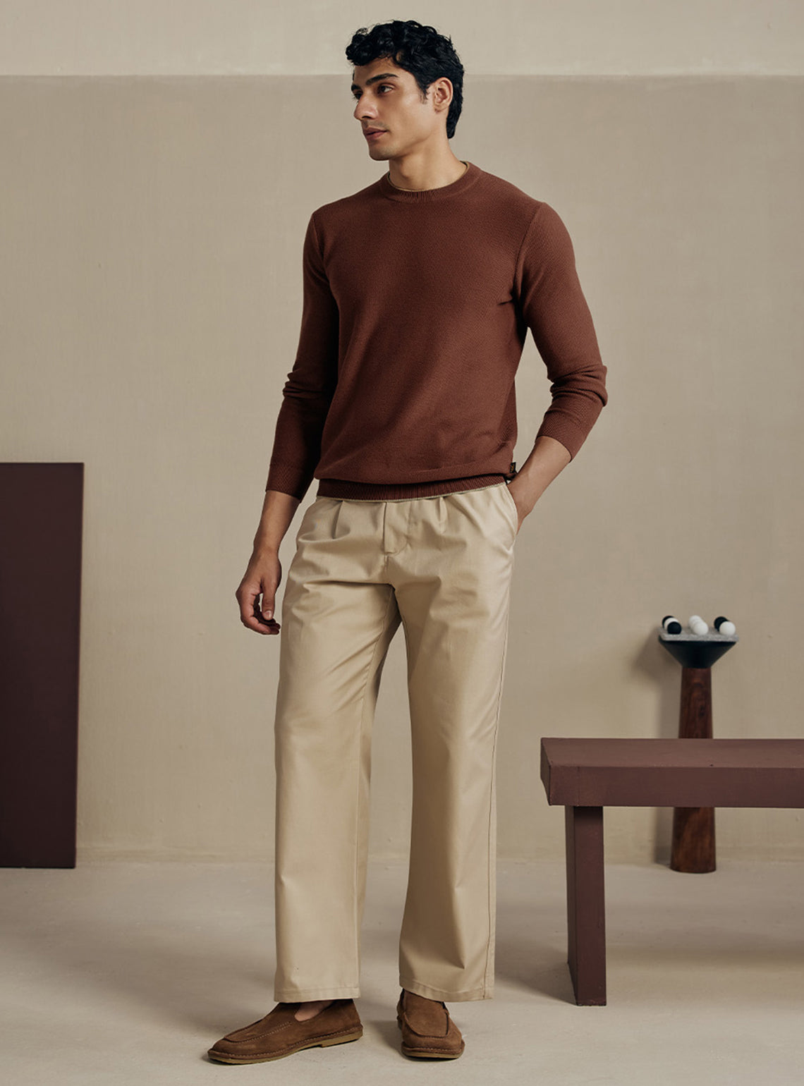Siena Rust Moss Knit Cotton Pullover