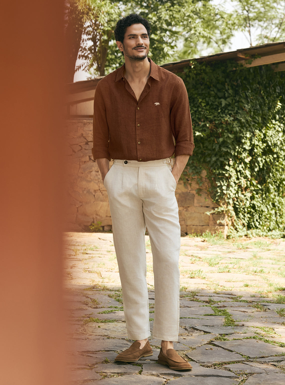 Earthy Brown European Linen Shirt