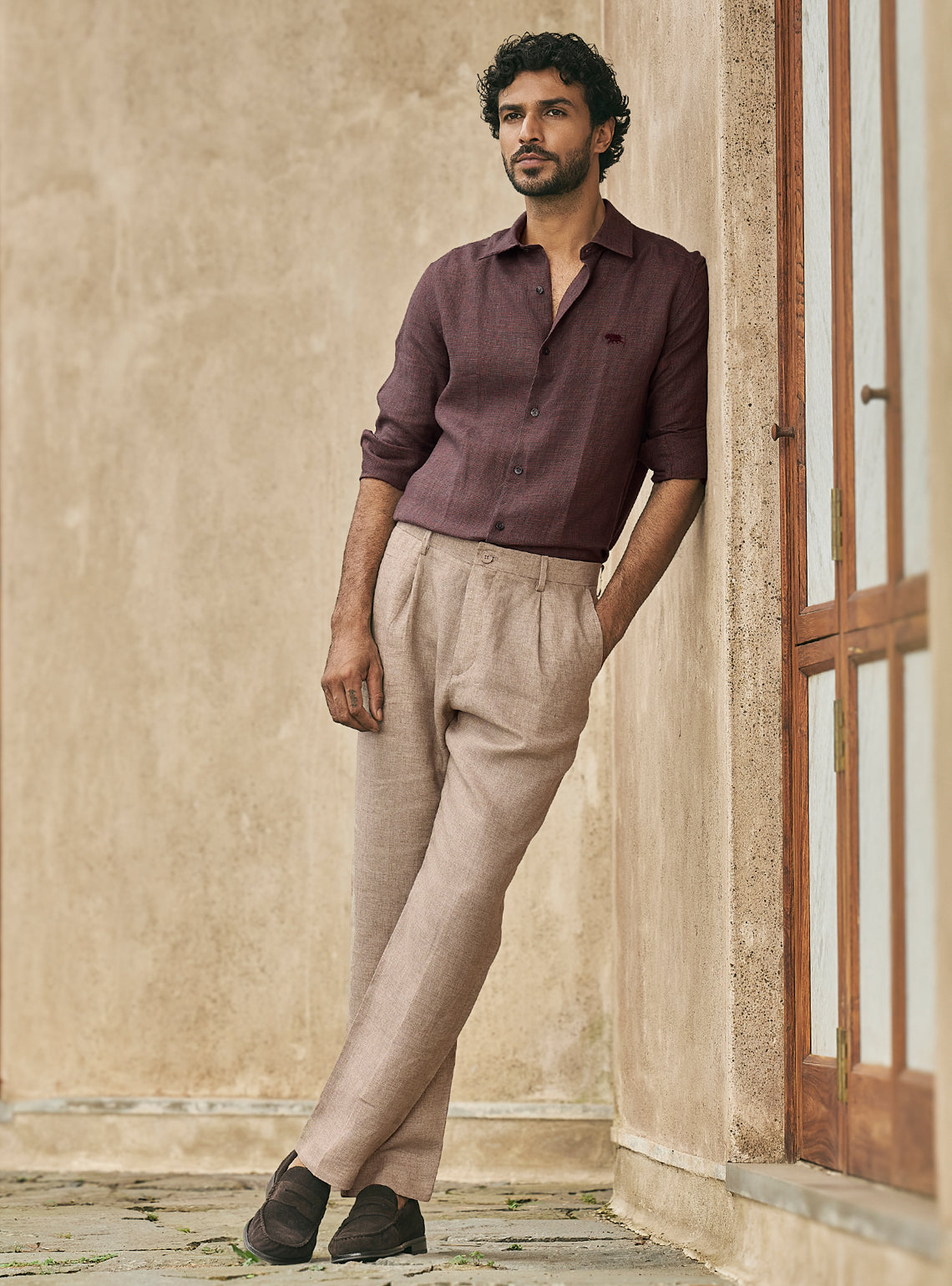 Inferno Black European Linen Check Shirt