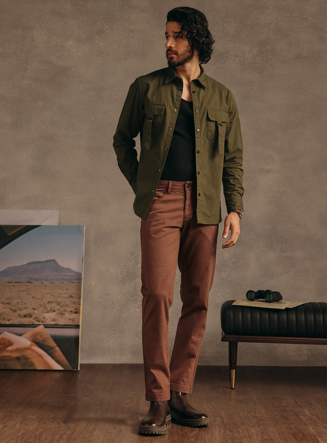 Amazon Olive Cotton Canvas Shirt