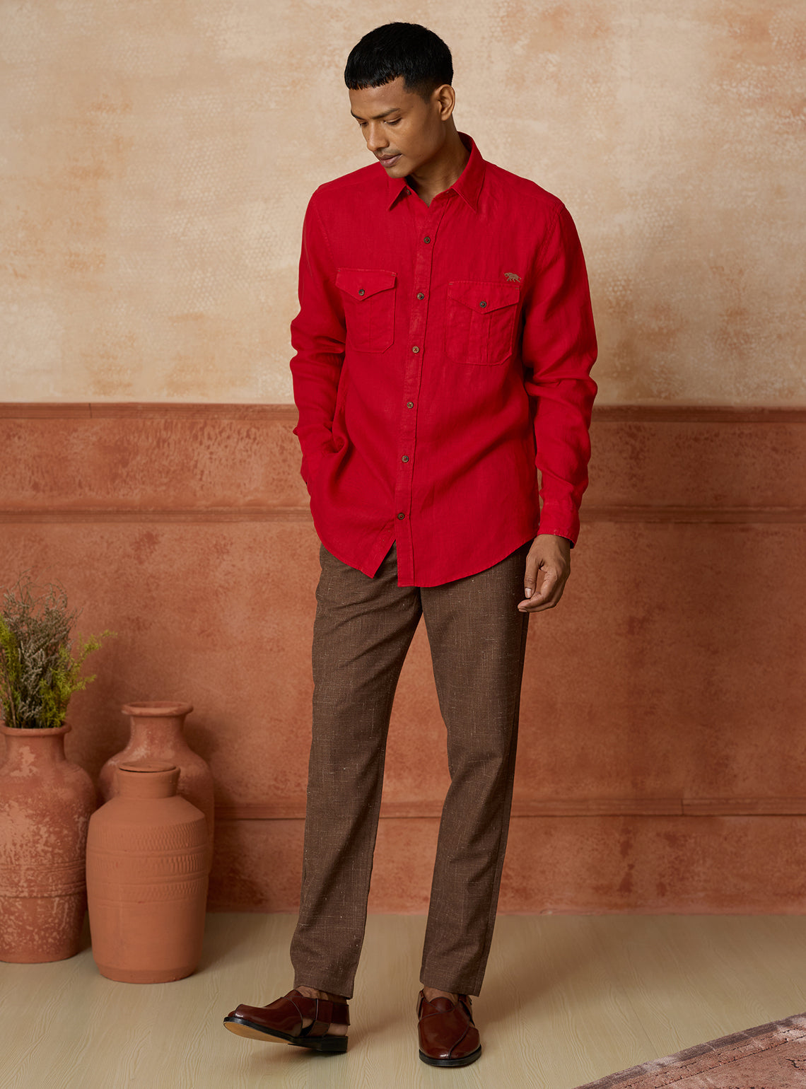 Barn Red European Linen Explorer Shirt