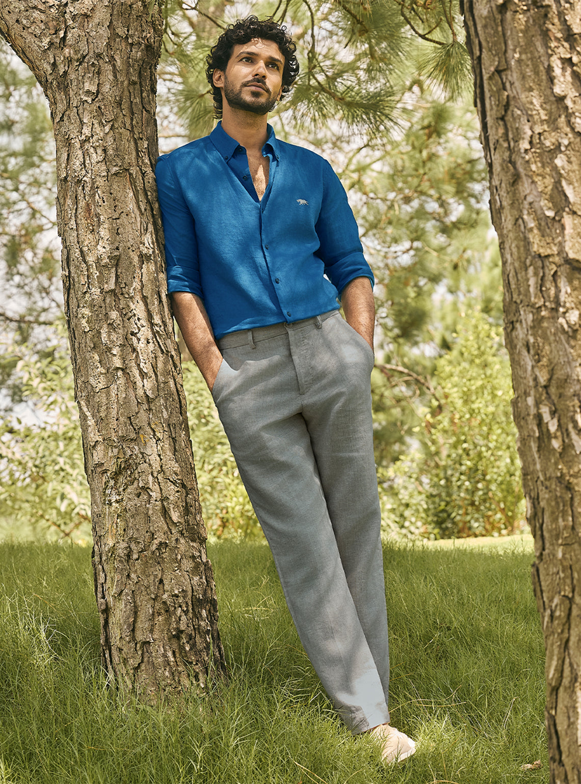 Keel Navy European Linen Shirt