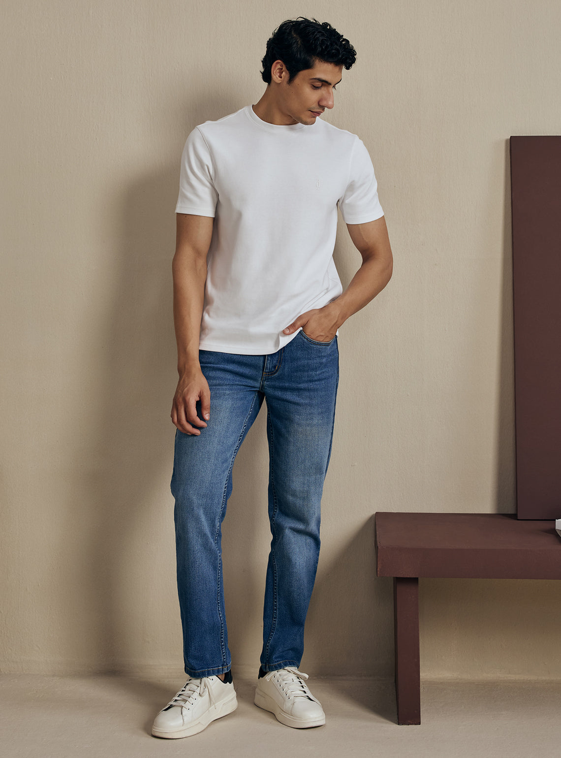 Winter White Cotton Blend Crewneck