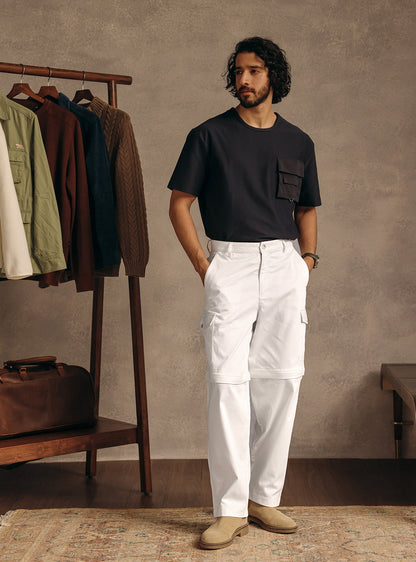 Desert White Cotton Blend Convertable Cargo
