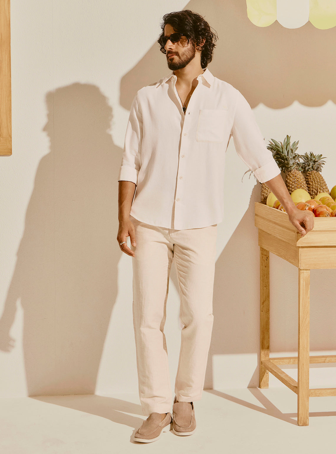 Gozo Beige Cotton Blend Shirt
