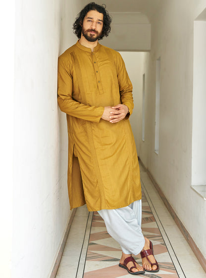 Manjal Yellow Viscose Silk Kurta