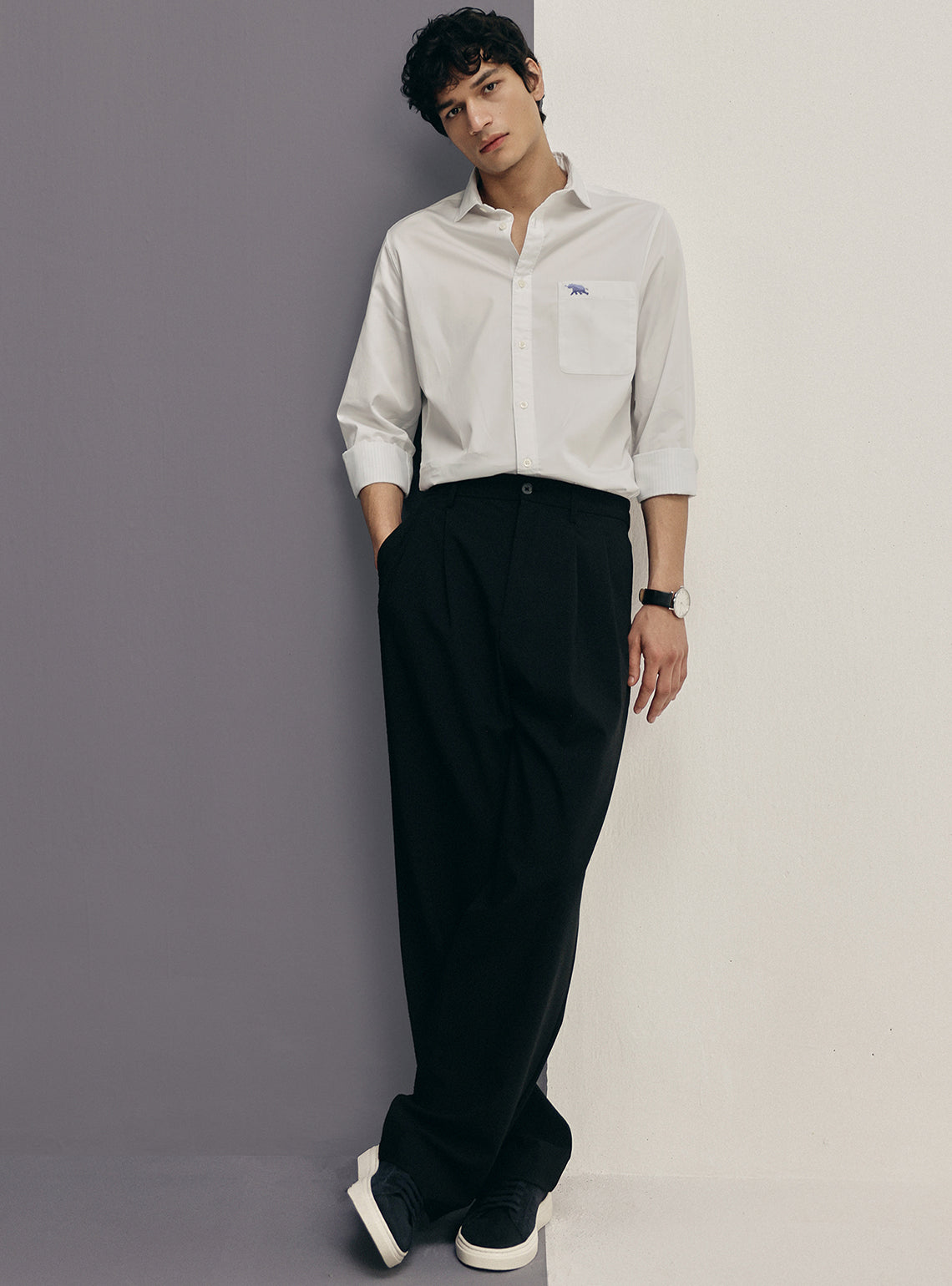 Moon White Cotton Twill Shirt