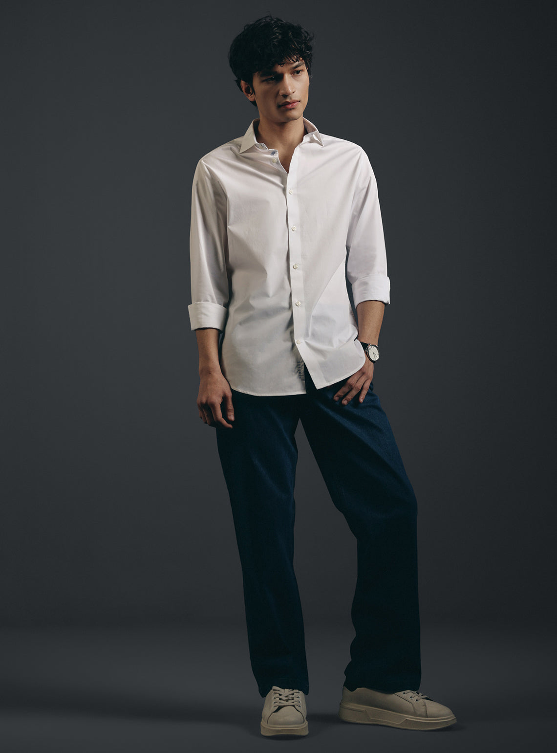 Crystal White Cotton Formal Shirt