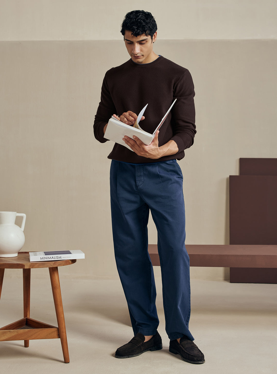 Cocoa Brown Honeycomb Cotton Pullover