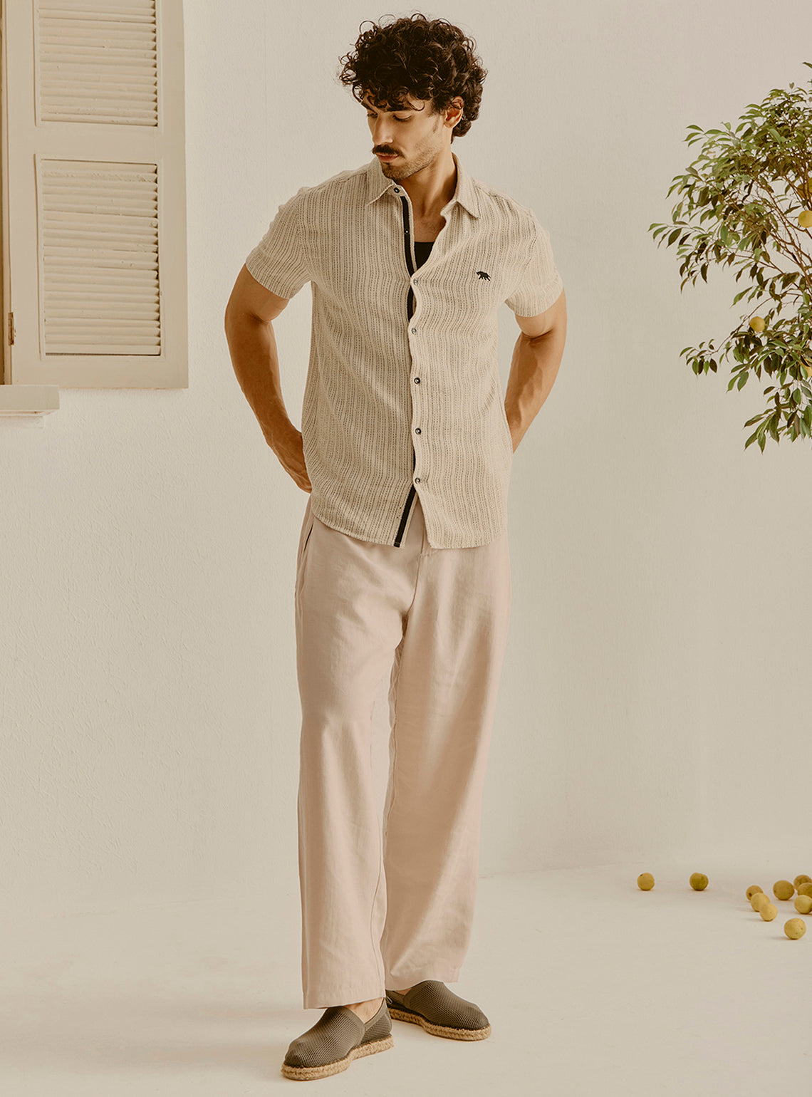 Limassol Khaki Cotton Linen Shirt