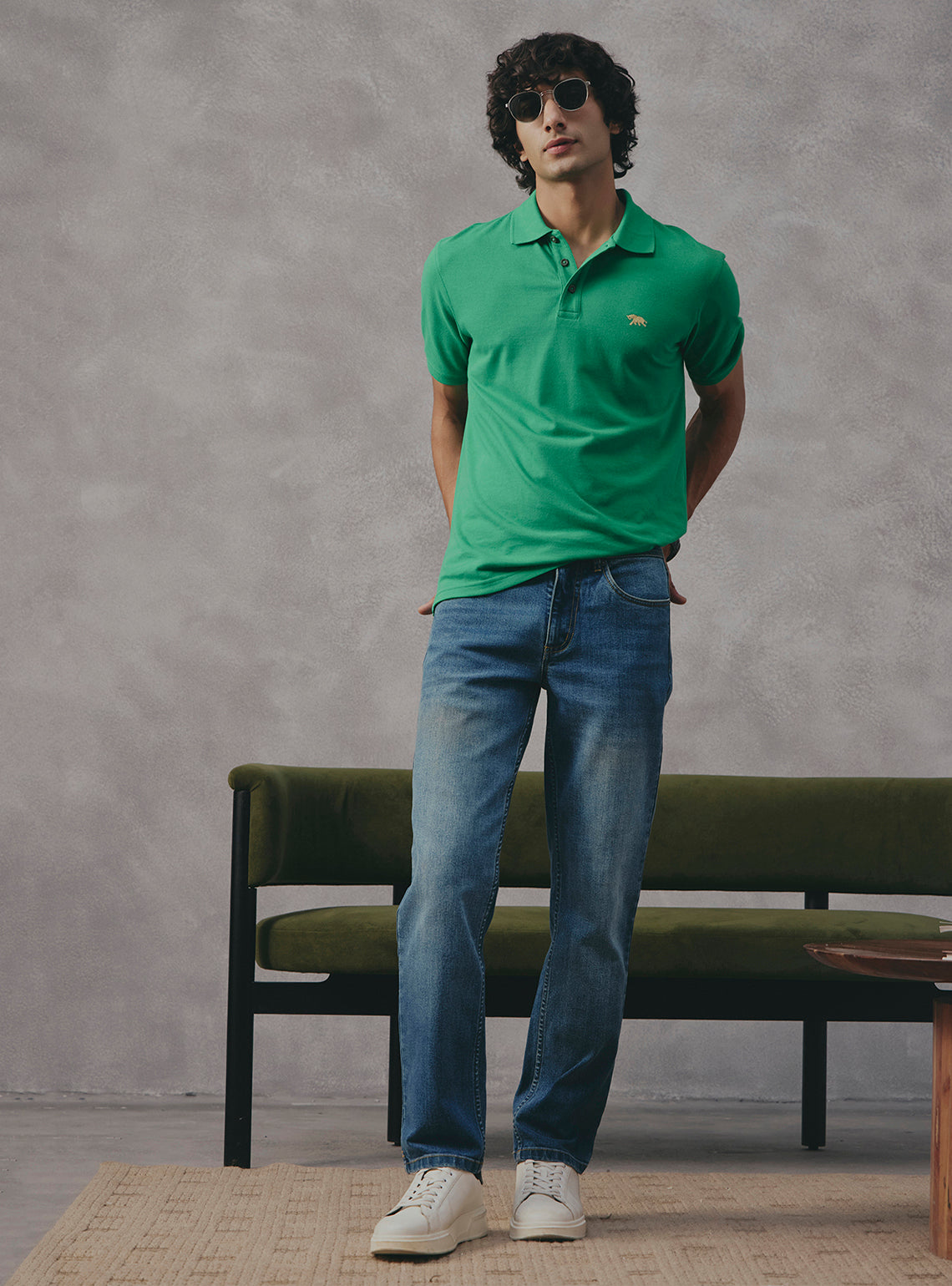 Mint Green Cotton Blend Polo