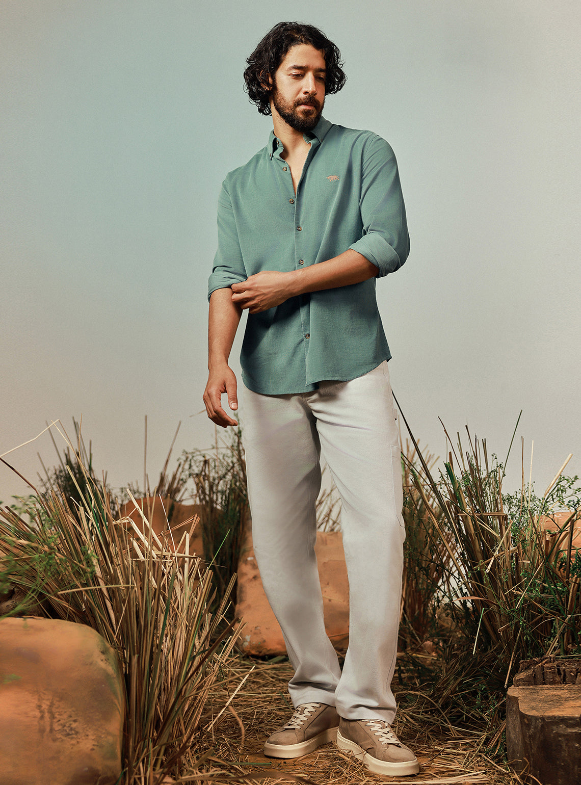 slim fit dress slacks Buy Pine Green Corduroy Shirt | Casual Green Solid Shirt for Men Online
