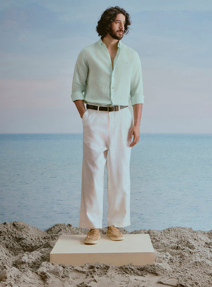 Lagoon Teal Linen Shirt