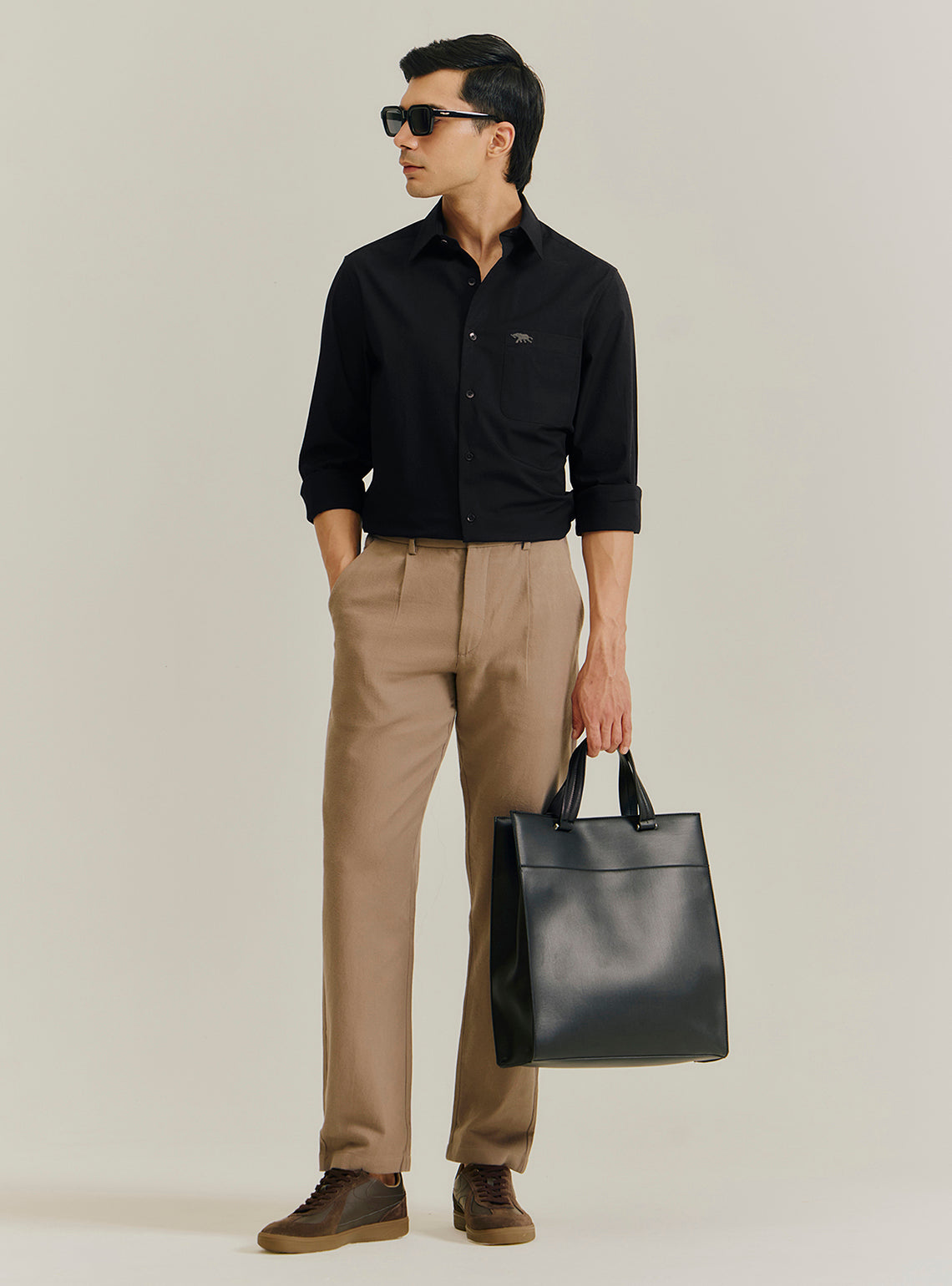 Coal Black Cotton Stretch Shirt