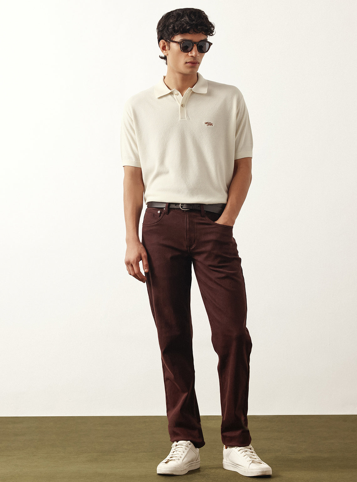 Pearl Off White Cotton Viscose Polo