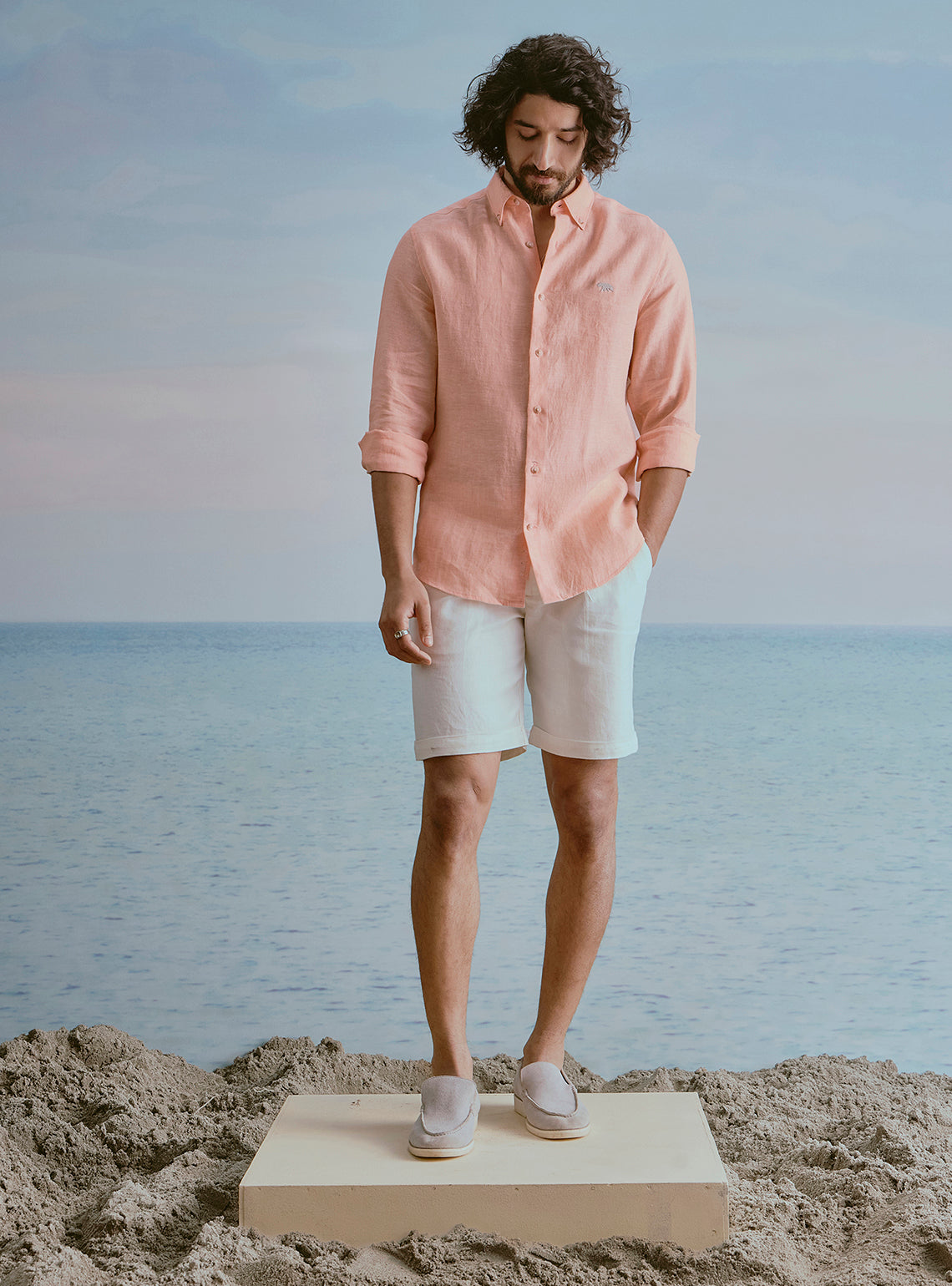 Sunset Orange Linen Shirt
