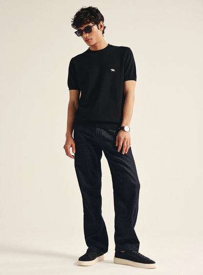 Obsidian Black Cotton Honeycomb Tee