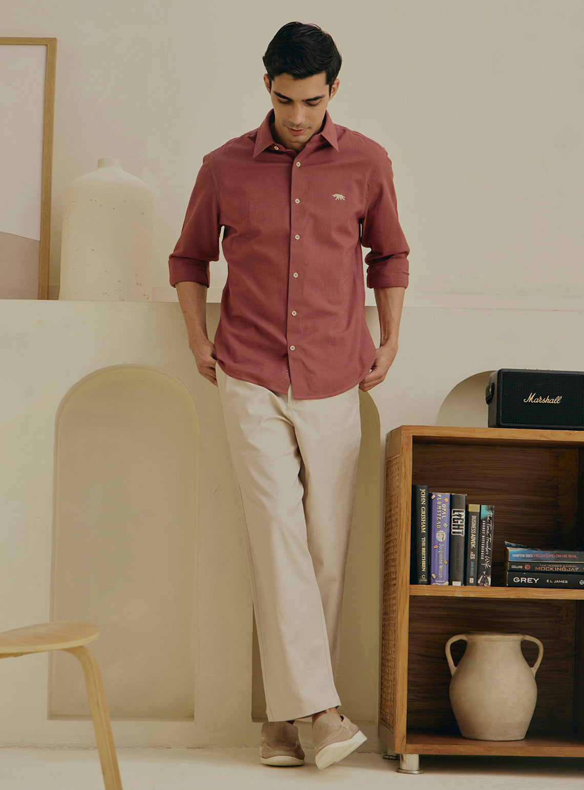 Chrysanthemum Rust Cotton Shirt