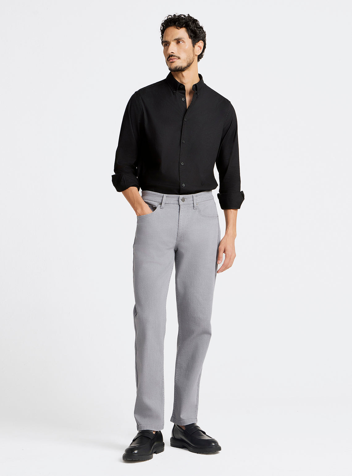 Storm Grey Cotton Blend Jeans