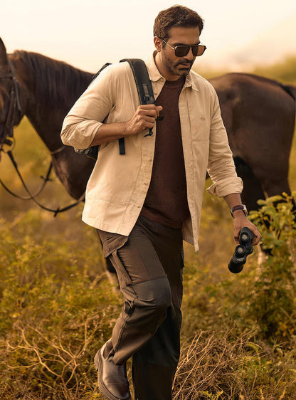 Moss Brown Cotton Blend Cargo