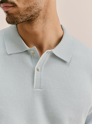 Tidal Bluue Cotton Structured Knit Polo