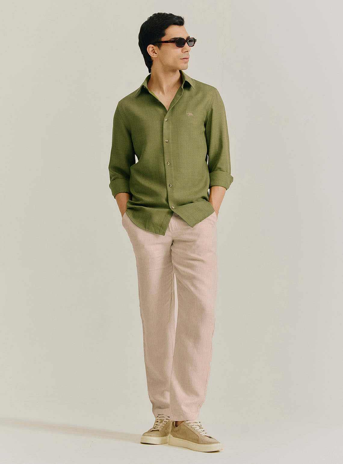 Grove Olive Poly Rich Shirt