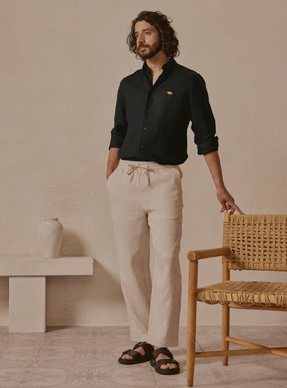 Noir Black Linen Shirt