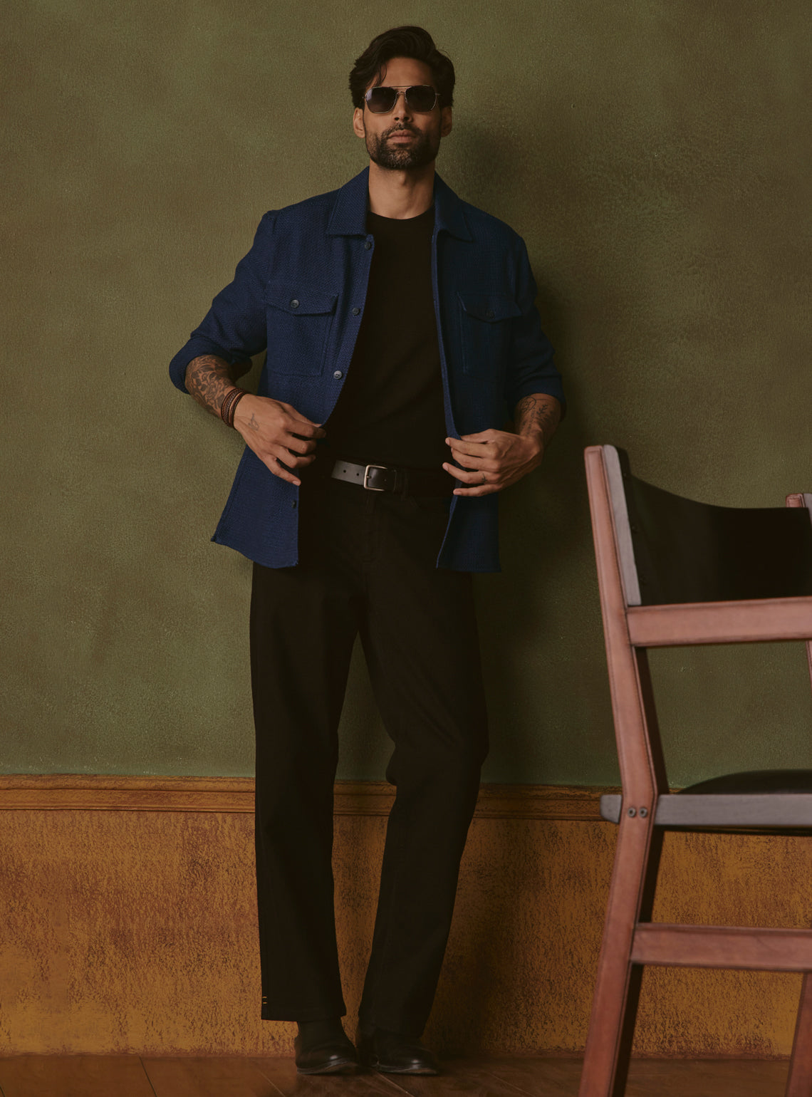 Abyss Indigo Cotton Dobby Overshirt