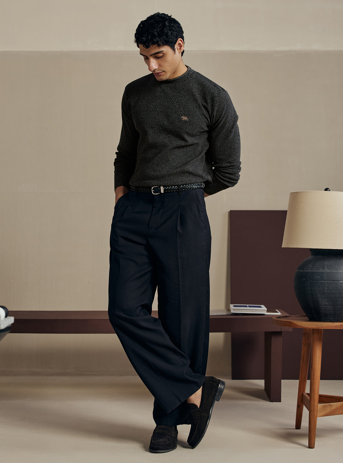 Onyx Black Cotton Pullover