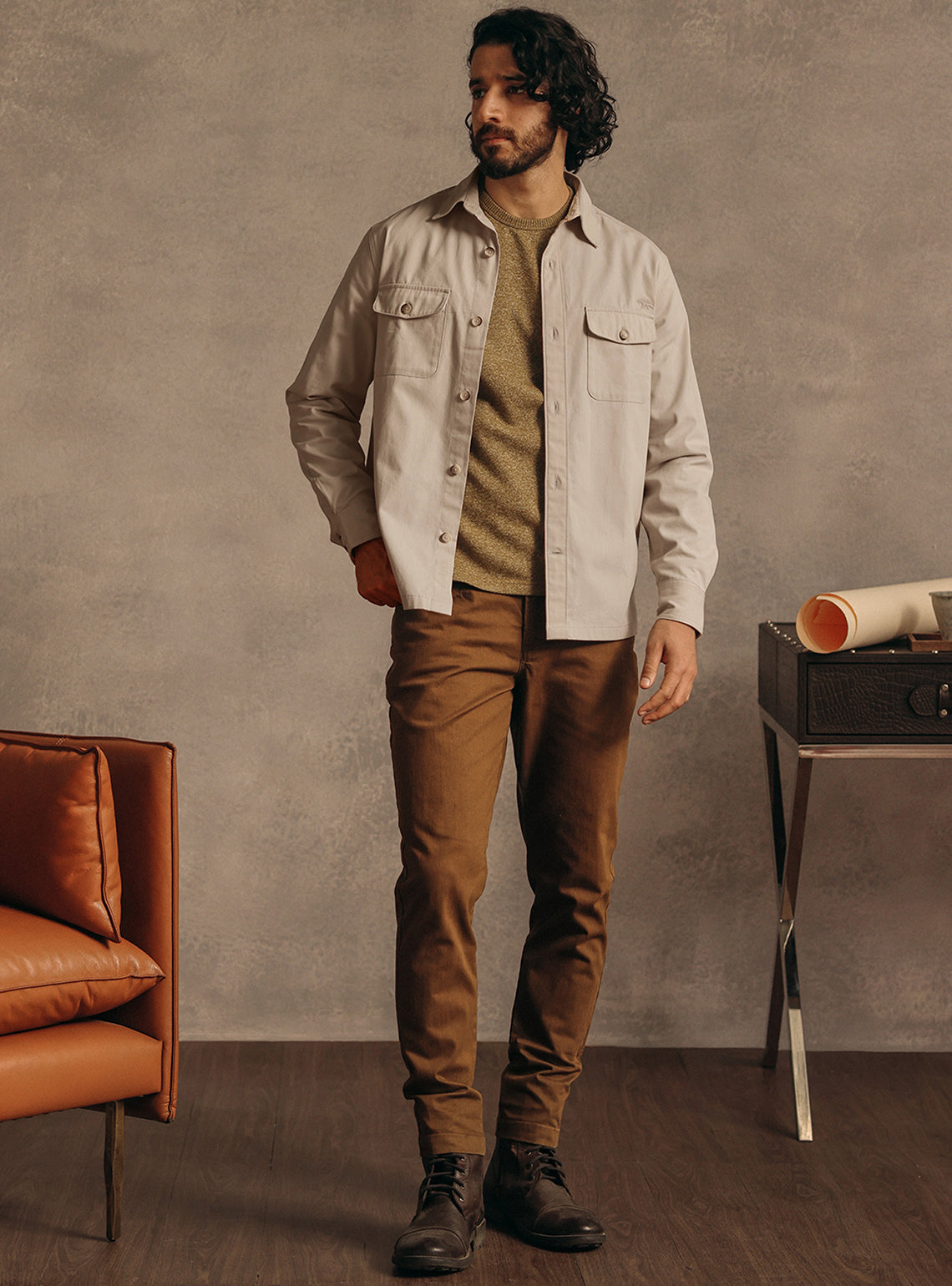 Khaki Tide Cotton Canvas Overshirt