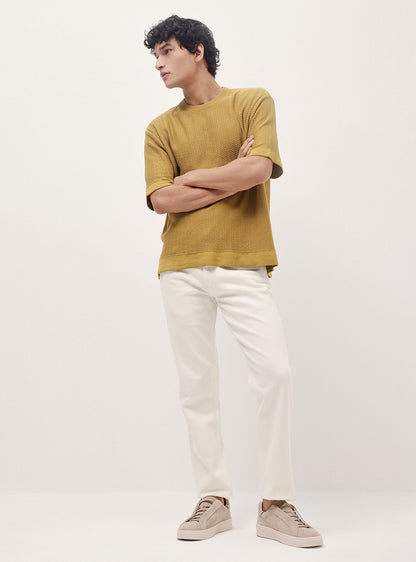 Wood Olive Cotton Jacquard Crew