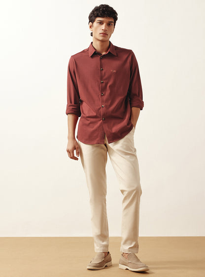 Terracotta Rust Cotton Knit Shirt