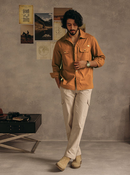 Bourbon Rust Cotton Canvas Overshirt