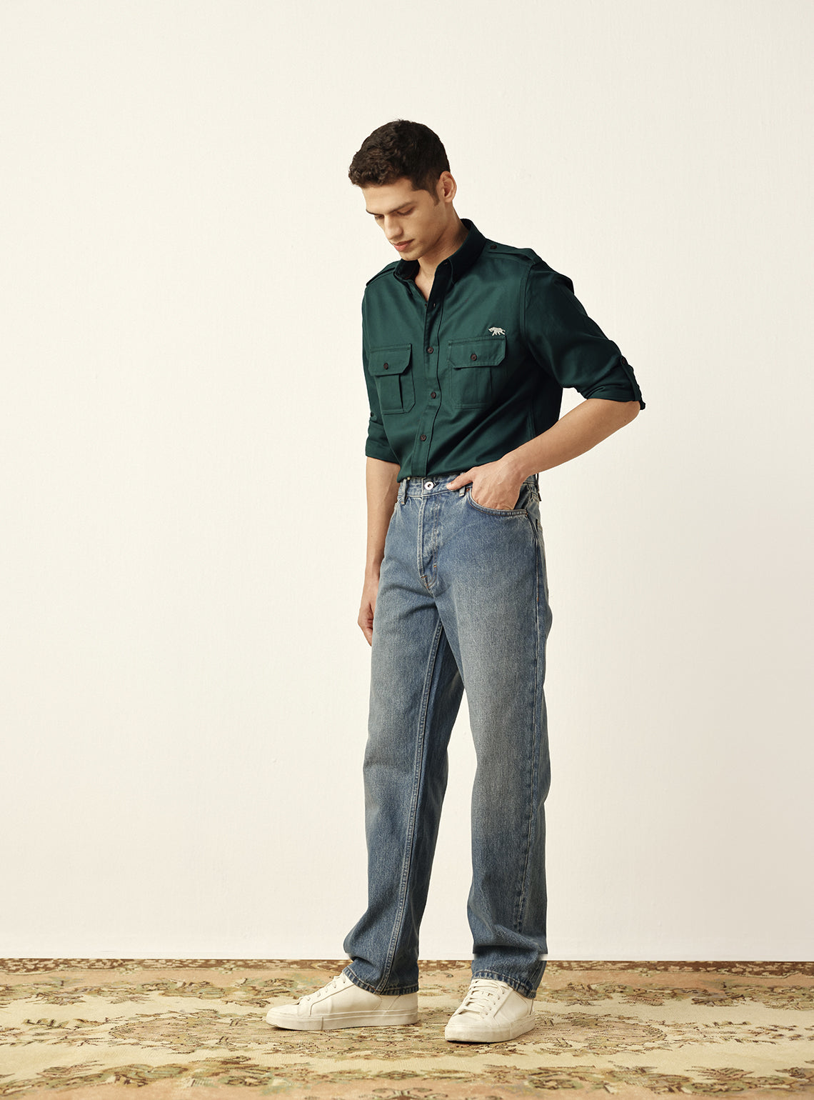 Field Olive Cotton Twill Utility Shirt