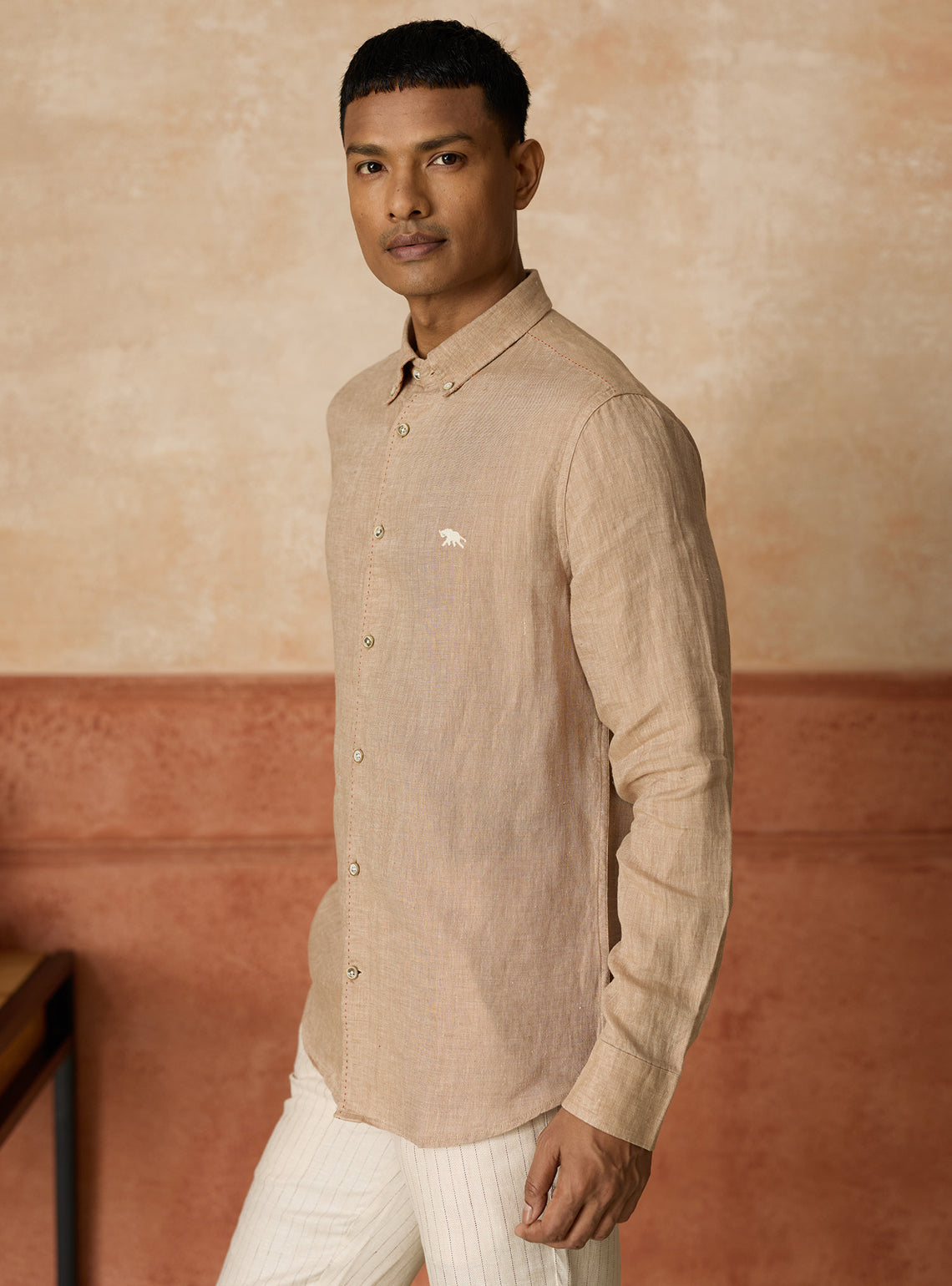 Raw Umber European Linen Shirt