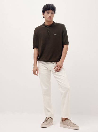 Wood Brown Cotton Polo