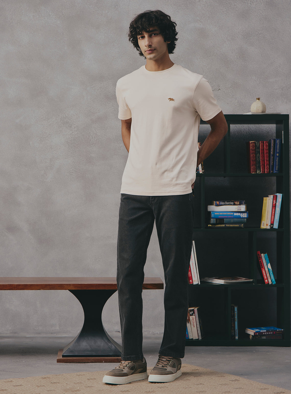 Almond Off White Supima Cotton Crewneck