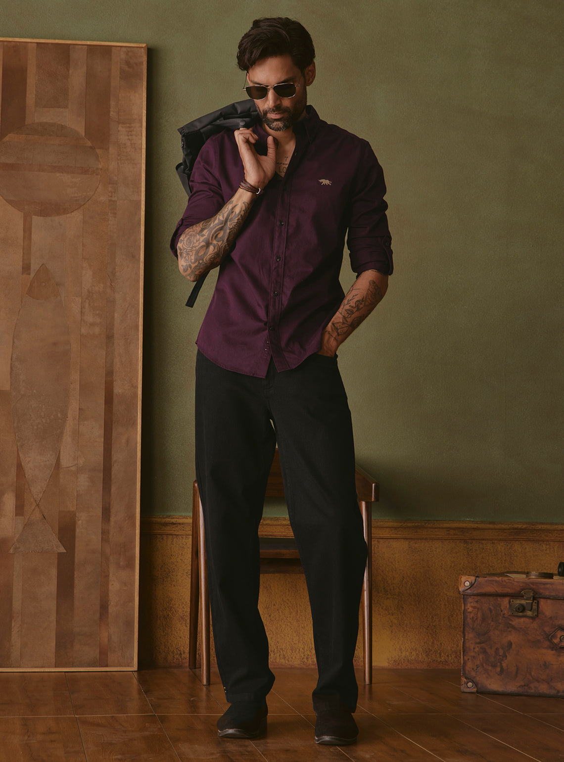 Merlot Burgundy Cotton Twill Shirt
