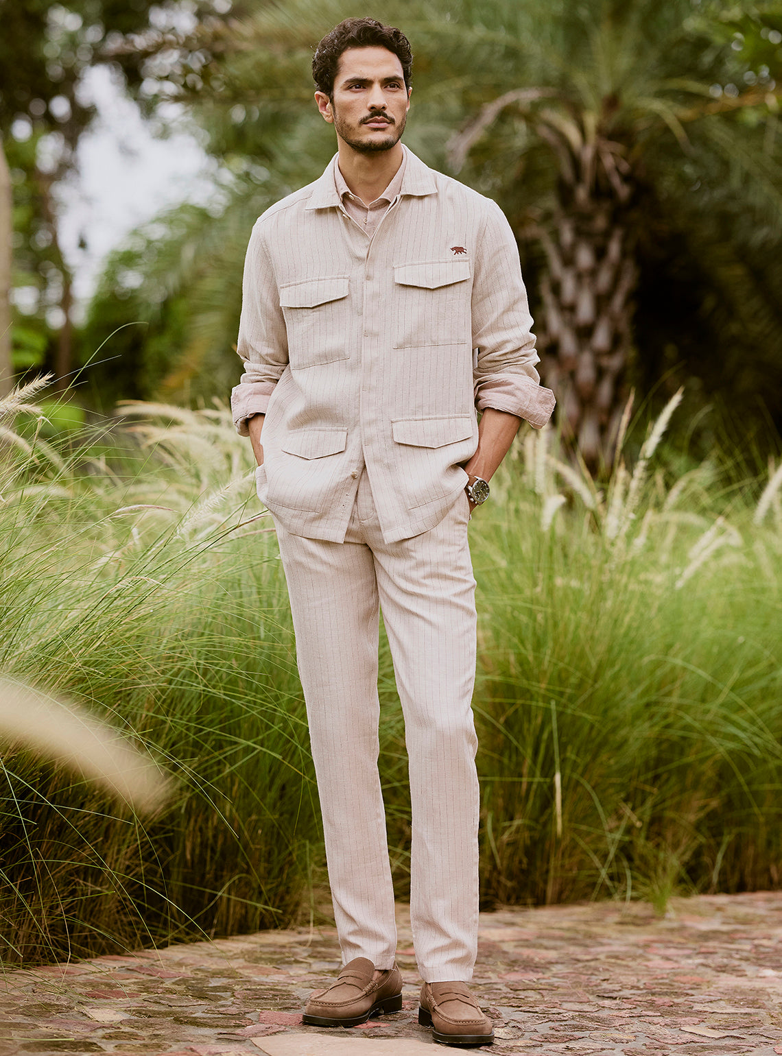 Marble Khaki Linen Trousers