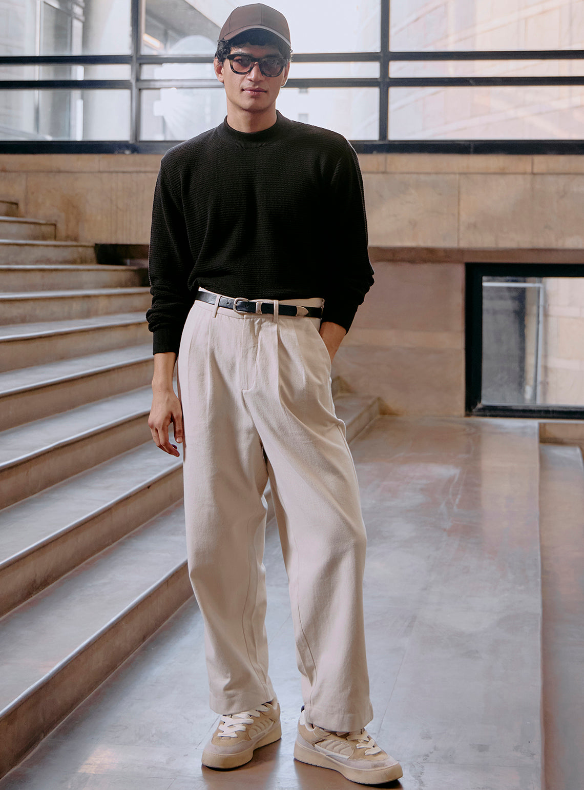 Onyx Black Cotton Wool Pullover