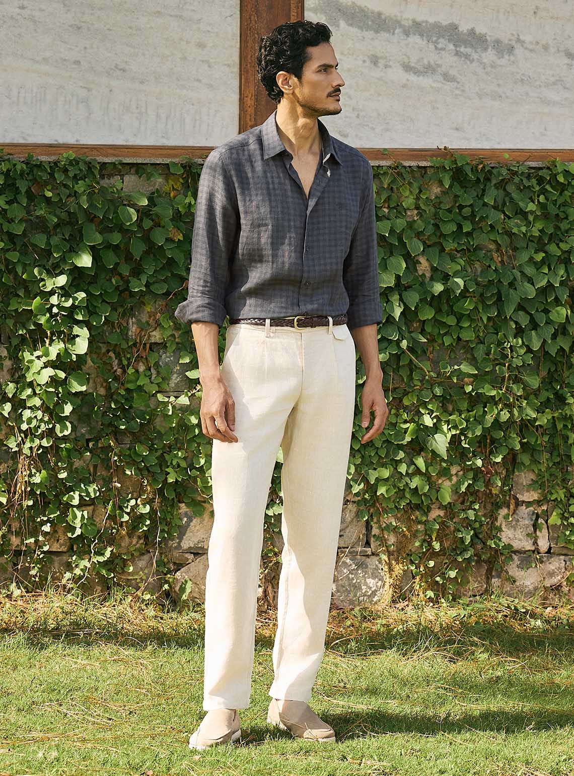 Tartan Black Check Linen Shirt