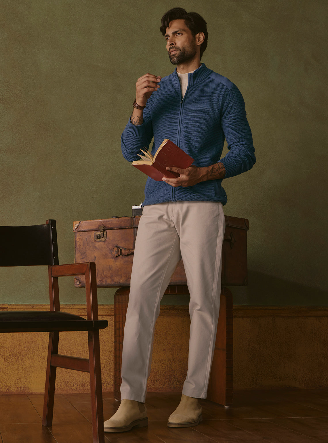Coastal Blue Cotton Textured Bomber