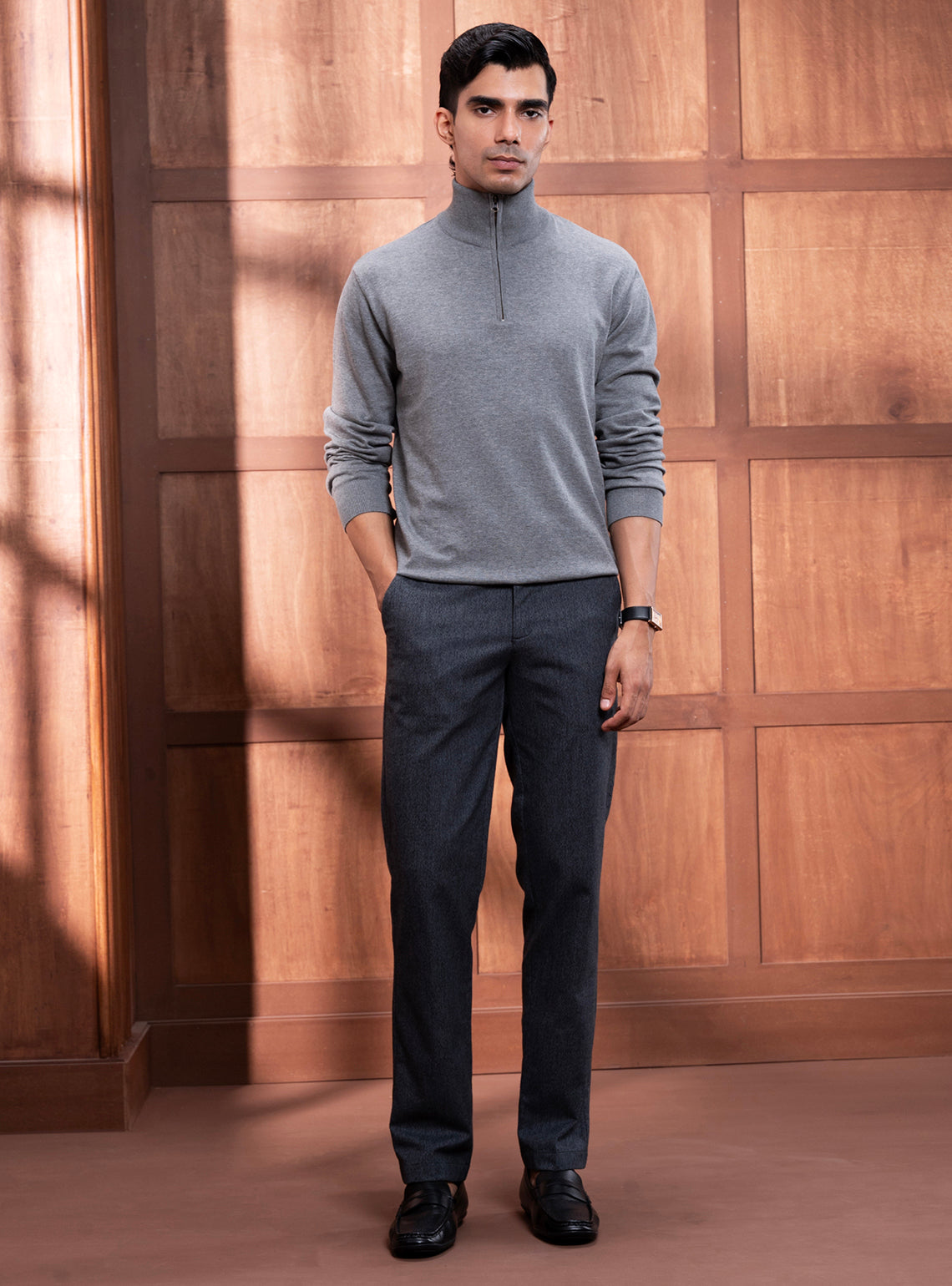 Metal Grey Cotton Melange Pullover