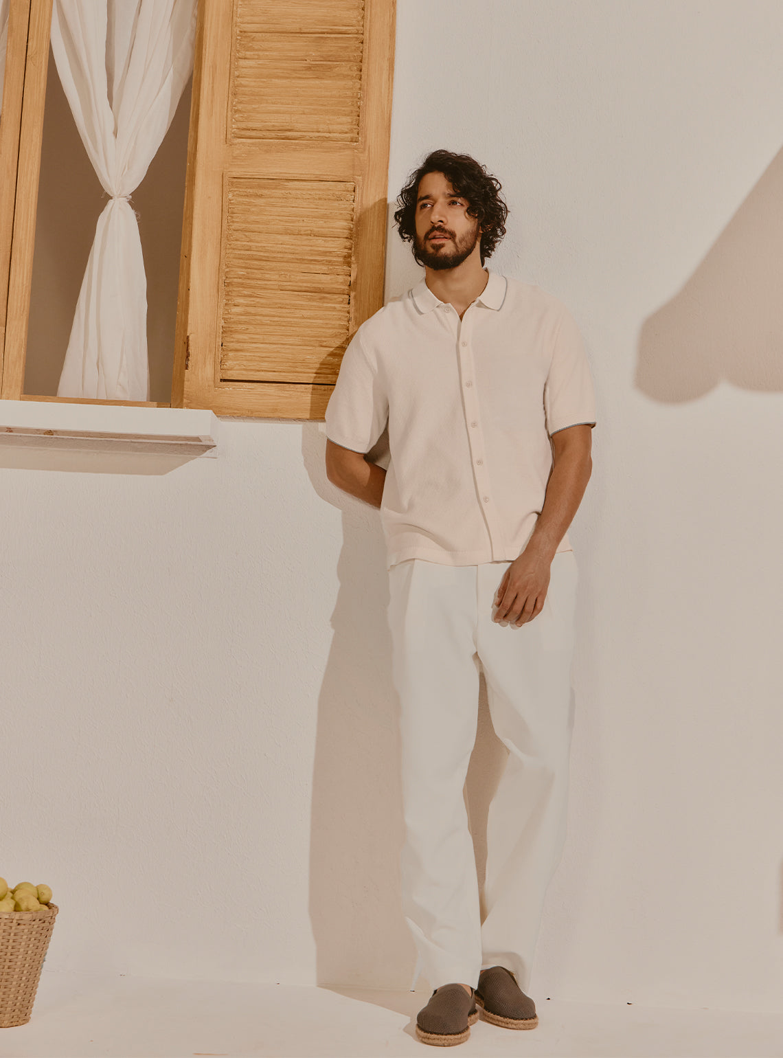Barcelona Off-White Cotton Knit Shirt