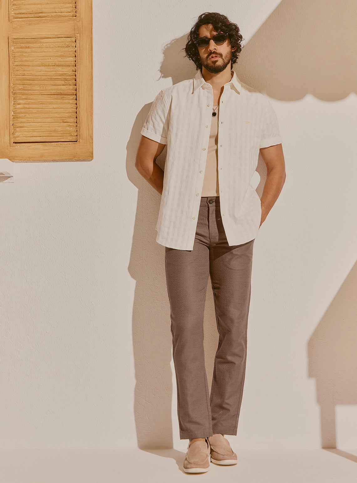 Malaga Brown Cotton Linen Trouser