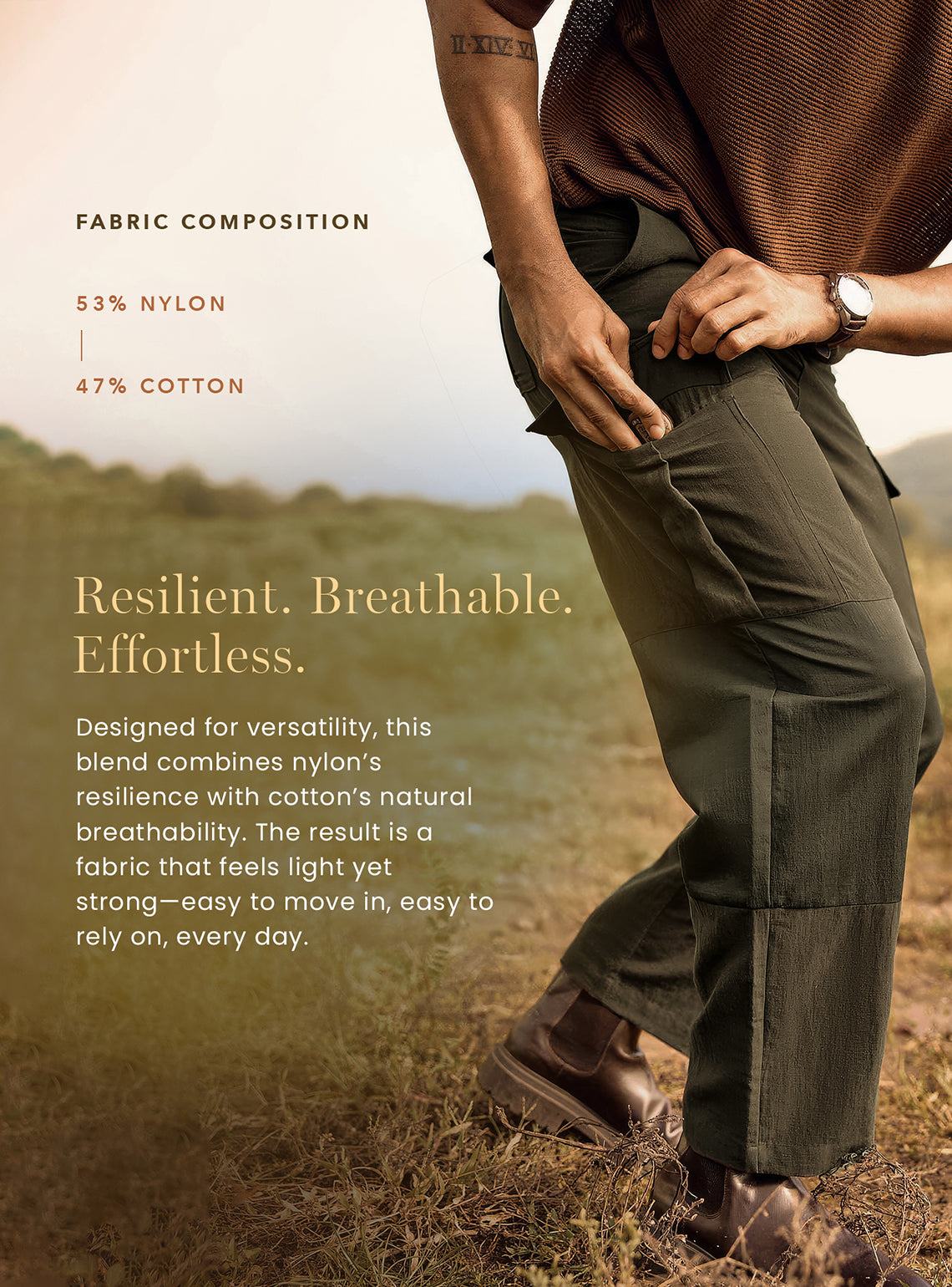 Olive Rock Cotton Blend Cargo