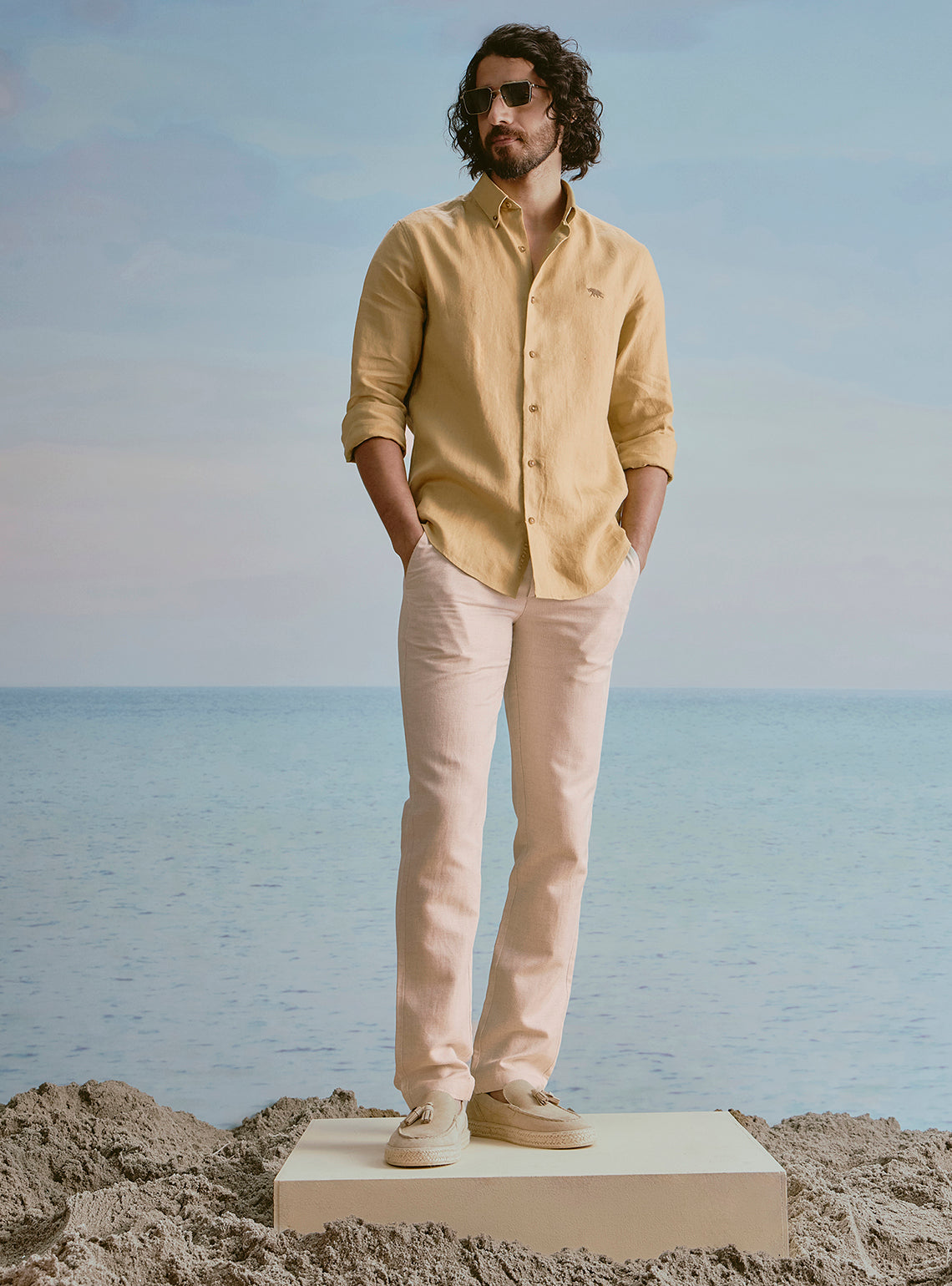 Reef Olive Linen Shirt