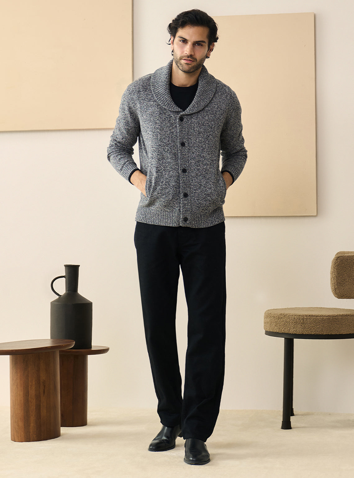 Silver Grey Cotton Grindle Cardigan
