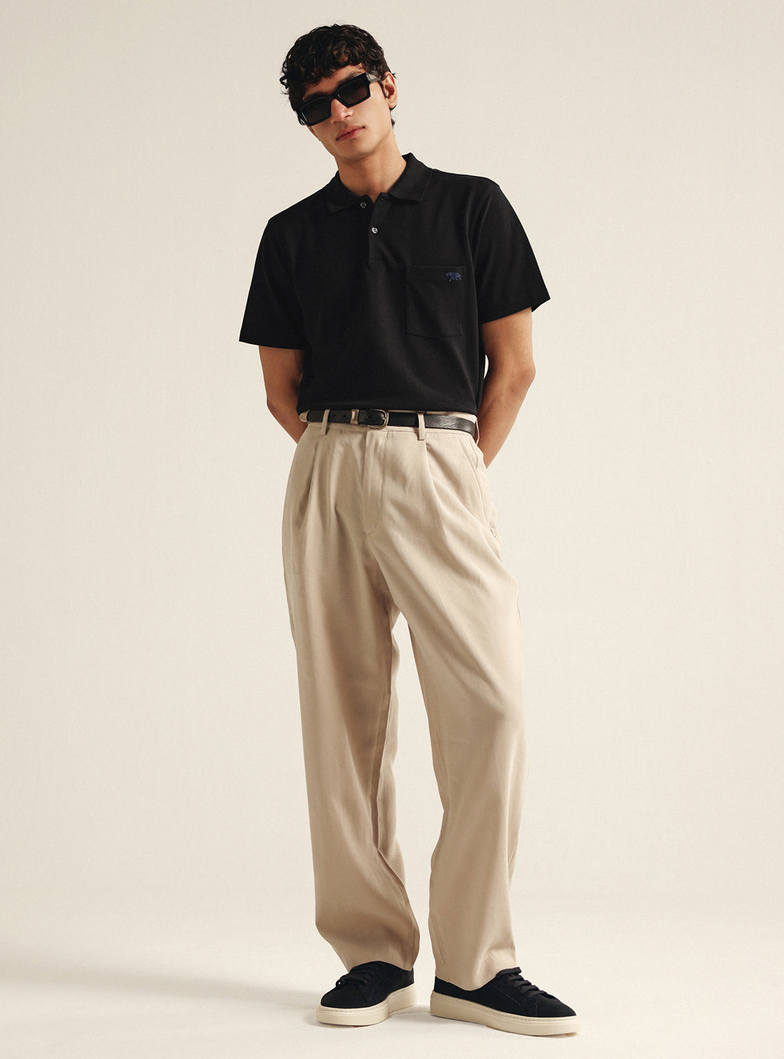 Ink Black Cotton Pocket Polo